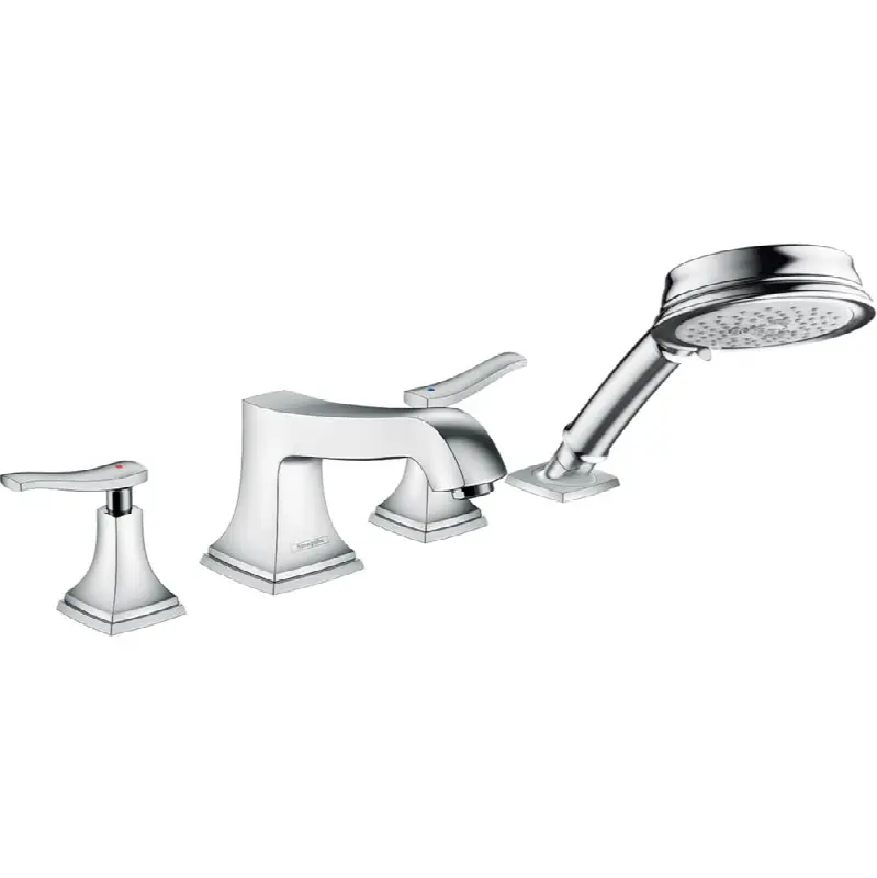 Metropol Classic 4-Hole Roman Tub Set Trim with Lever Handles and 1.8 GPM Handshower