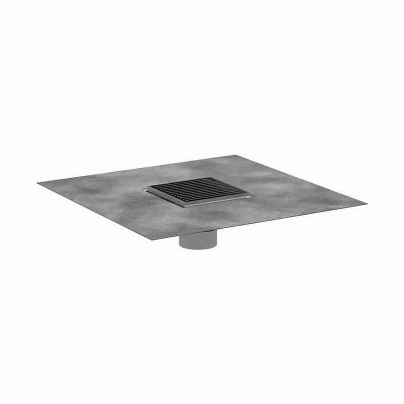 RainDrain Brilliance Point Drain Set 4"x 4" Trim with Height Adjustable Frame and Rough in Brushed Stainless Steel