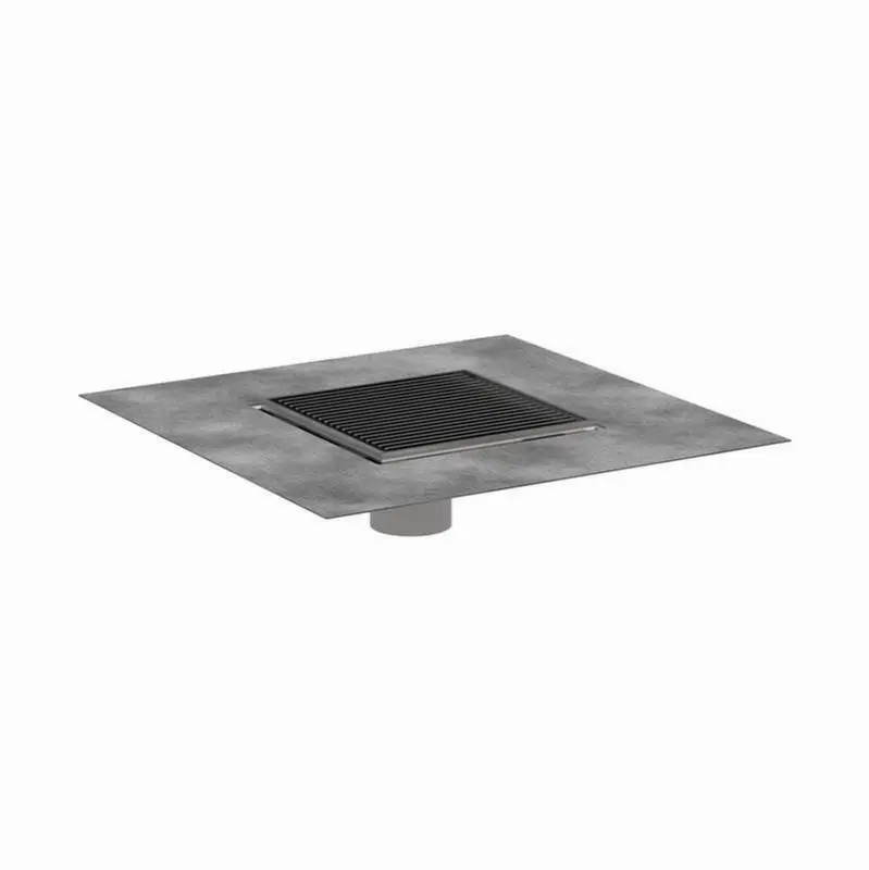 RainDrain Brilliance Point Drain Set 6"x 6" Trim with Height Adjustable Frame and Rough in Brushed Stainless Steel