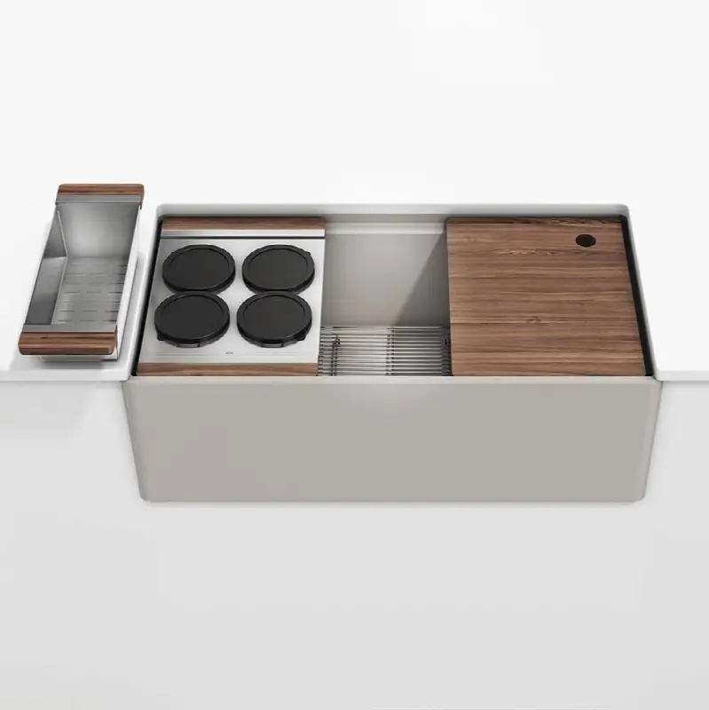 Fira und. Reversible apronfront set, Single bowl, Walnut acc. 36X19X11-1/2, Matte Taupe