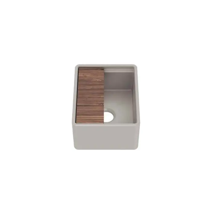 Fira bar sink w/ ledge, undermount w/ apron, single 15X19X8-3/4, Matte Taupe