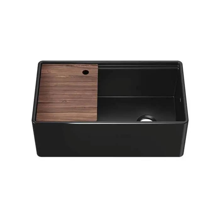 Fira sink w/ ledge, under. w/ reversible apron, single 33X19X11-1/2, Matte black