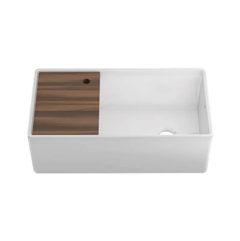 Fira Sink W/ Ledge Under. Reversible Apron, White, Single 36X19X11-1/2