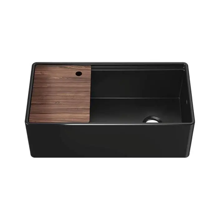 Fira sink w/ ledge under. reversible apron, single 36X19X11-1/2, Matte black