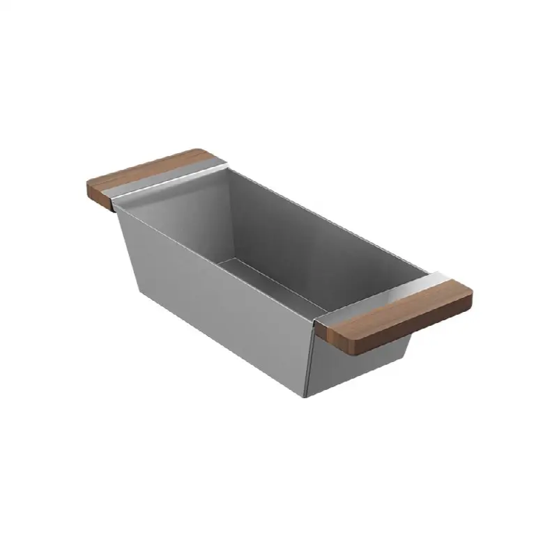 Bin For Fira Sink W/Ledge, Walnut Handles, 6X17-1/4X4-1/4