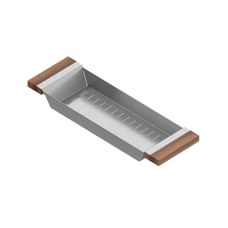 Colander For 18In Sink, Walnut Handles, 6X19X2-1/4