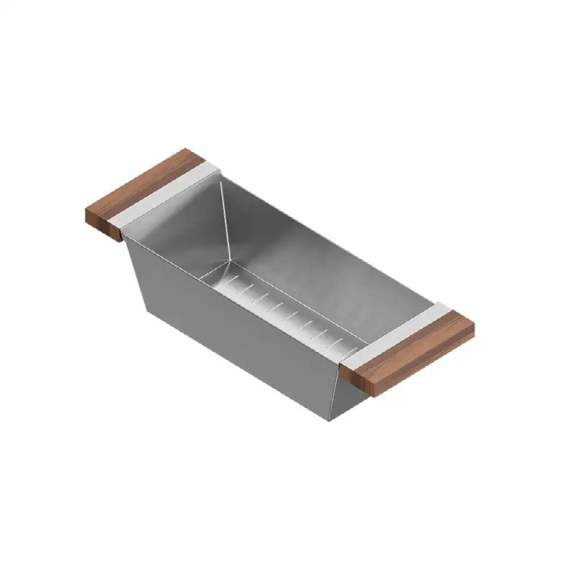 Colander For 16In Sink, Walnut Handles, 6X17X4-1/4