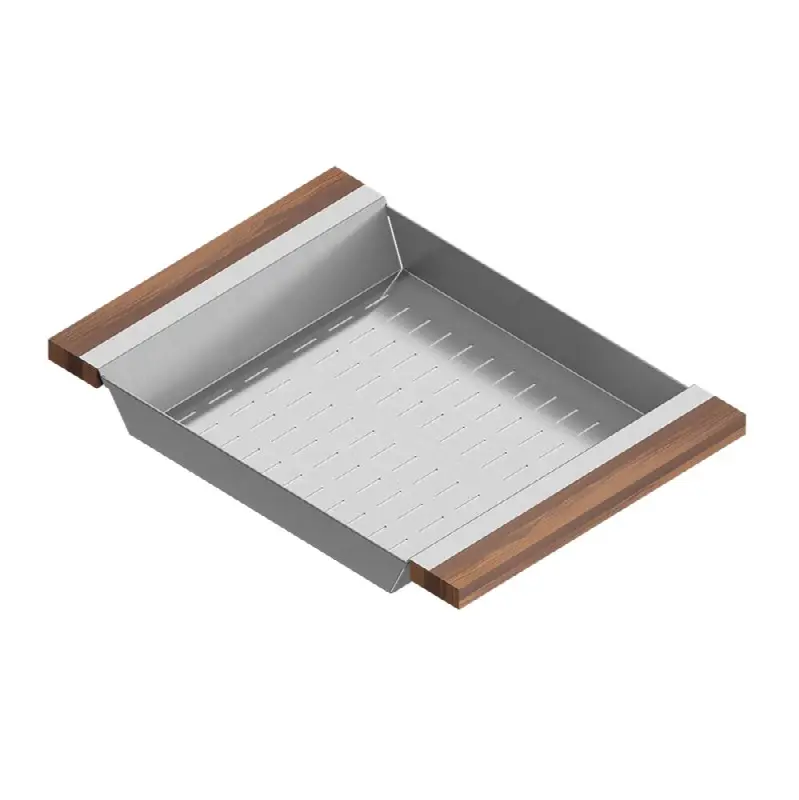 Colander For 16In Sink, Walnut Handles, 12X17X2-1/4