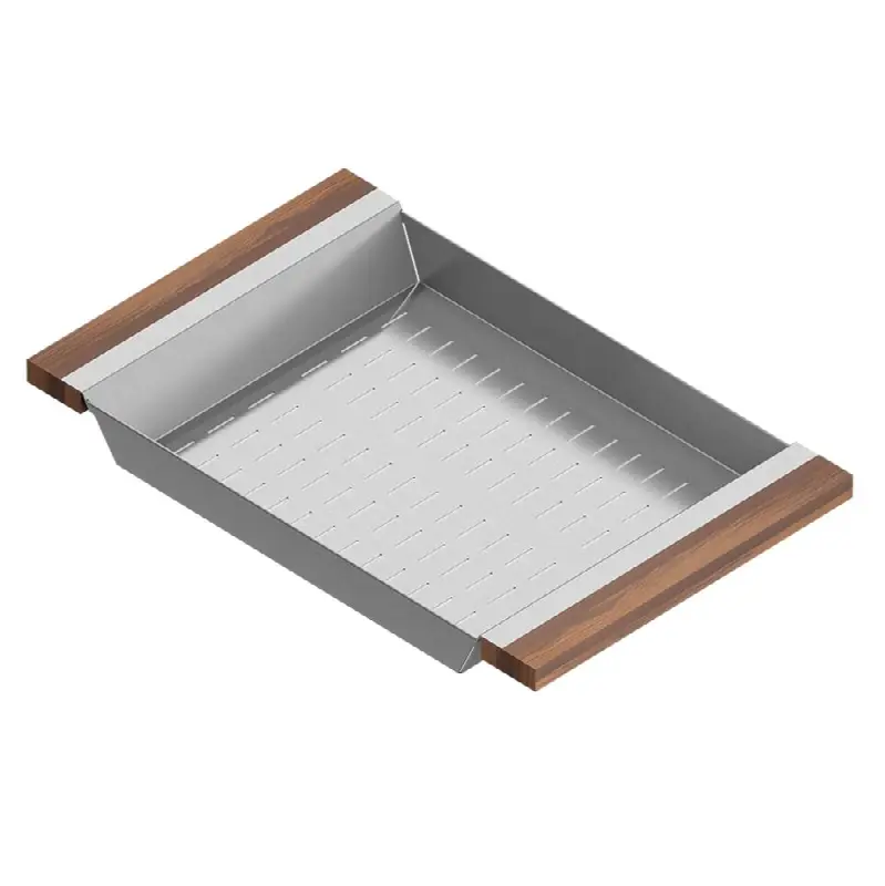 Colander For 18In Sink, Walnut Handles, 12X19X2-1/4