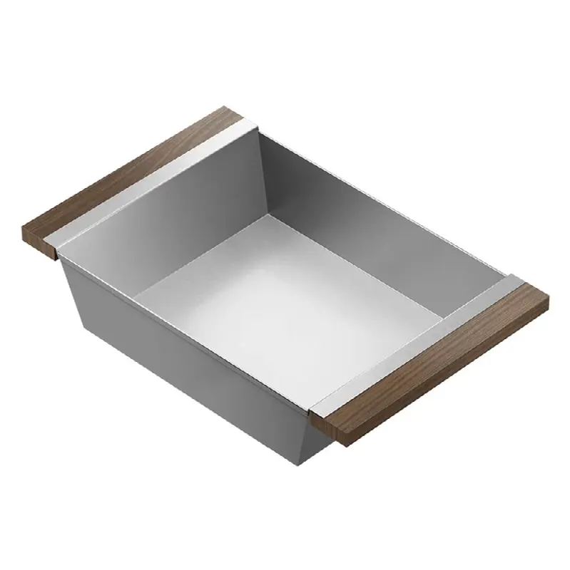 Bin For 18In Sink, Walnut Handles, 12X19X4-1/4