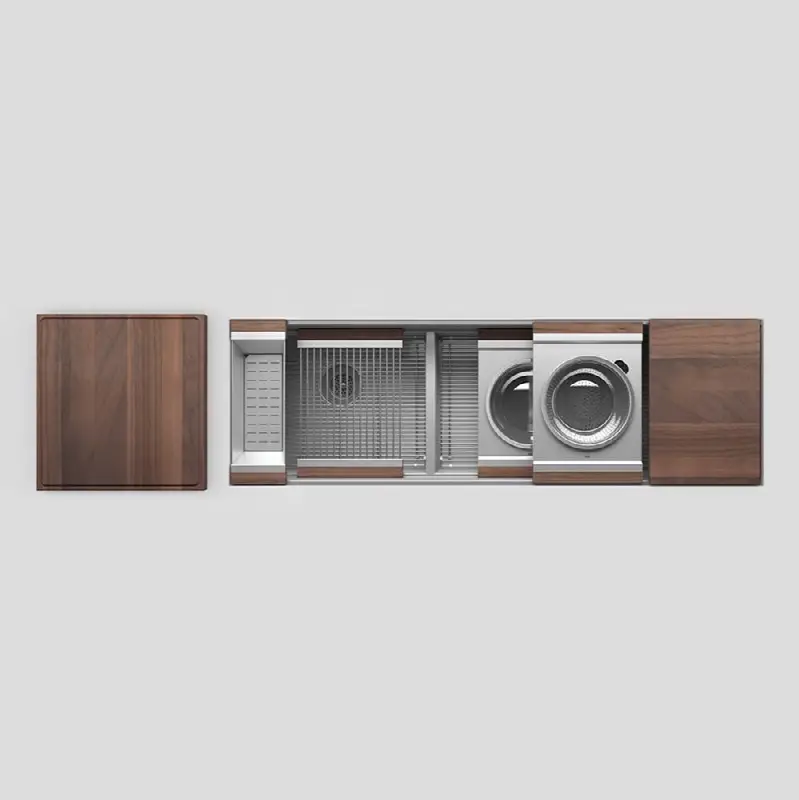 Smartstation kitchen set, L21" x 17" x 10 R36" x 17" x 10", walnut acc.