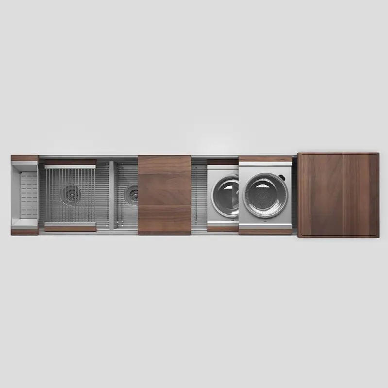 Smartstation kitchen set, L21" x 17" x 10 R60" x 17" x 10", walnut acc.