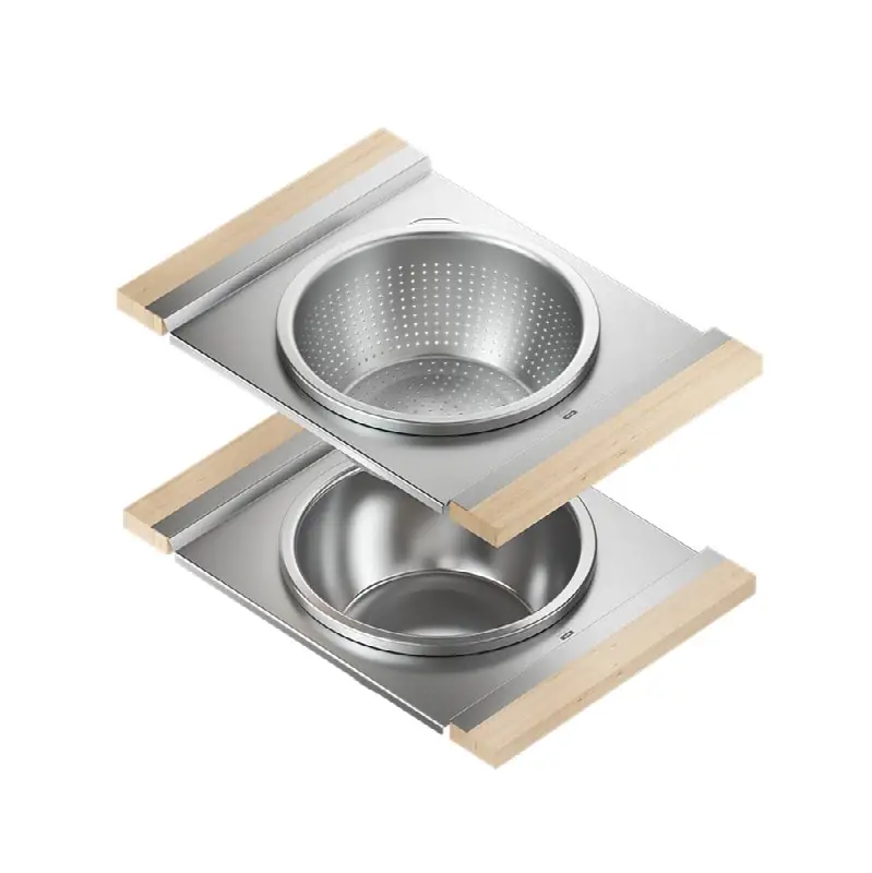 Smartstation multi-level bowl and colander for 17" sink - maple