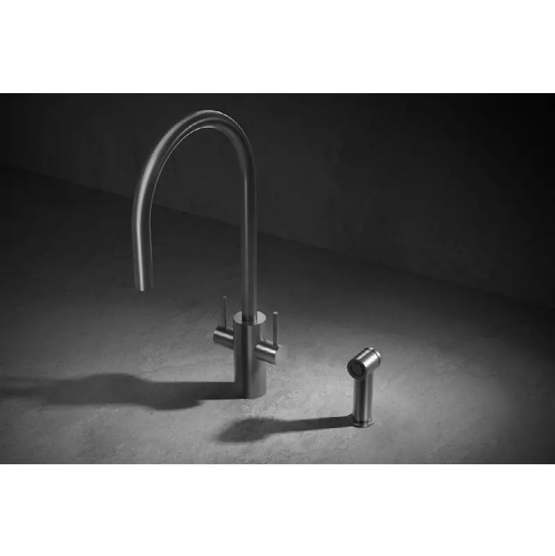 Spin DCS Single-hole Three-way Stainless Steel Kitchen Faucet for Main and Filtered Water with Side Spray - SS