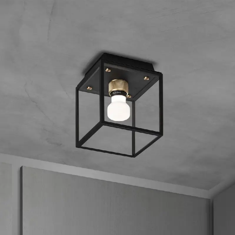 Caged Wet / Ceiling / Small / Black / Brass