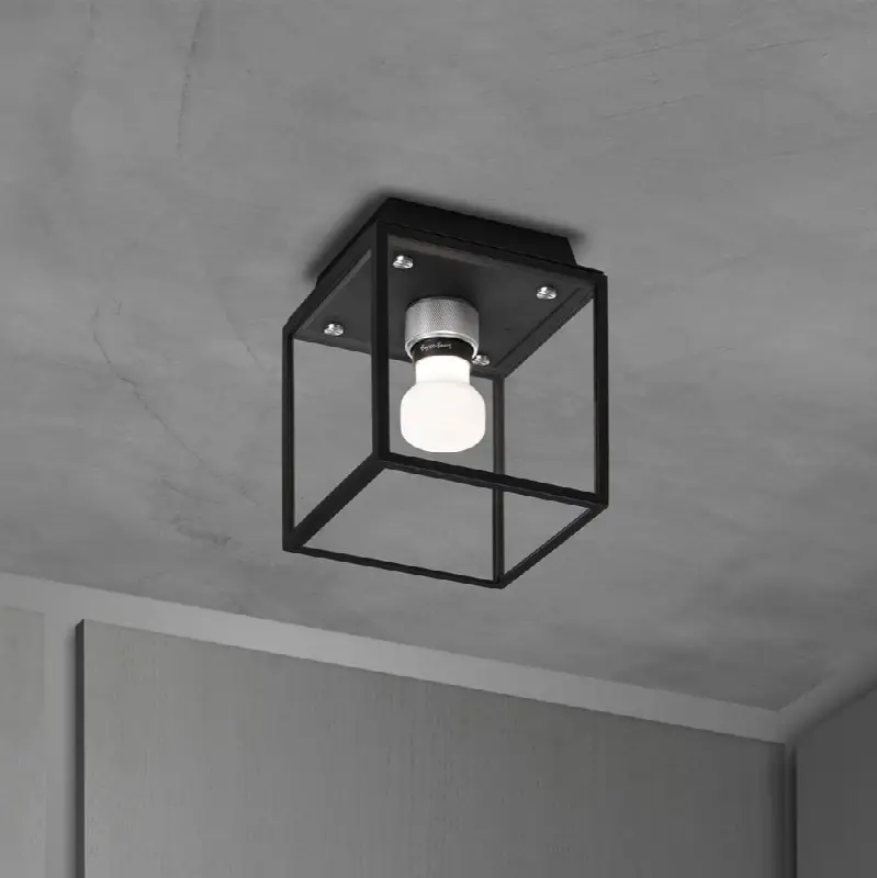 Caged Wet / Ceiling / Small / Black / Steel