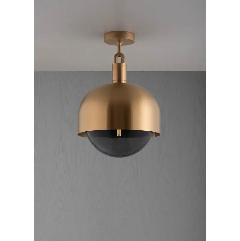 Forked Ceiling / Shade / Globe / Smoked / Large / Brass
