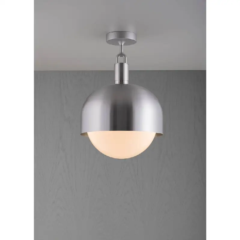 Forked Ceiling / Shade / Globe / Opal / Large / Steel