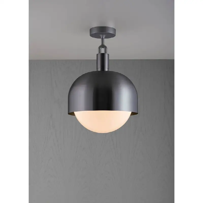 Forked Ceiling / Shade / Globe / Opal / Large / Gun Metal