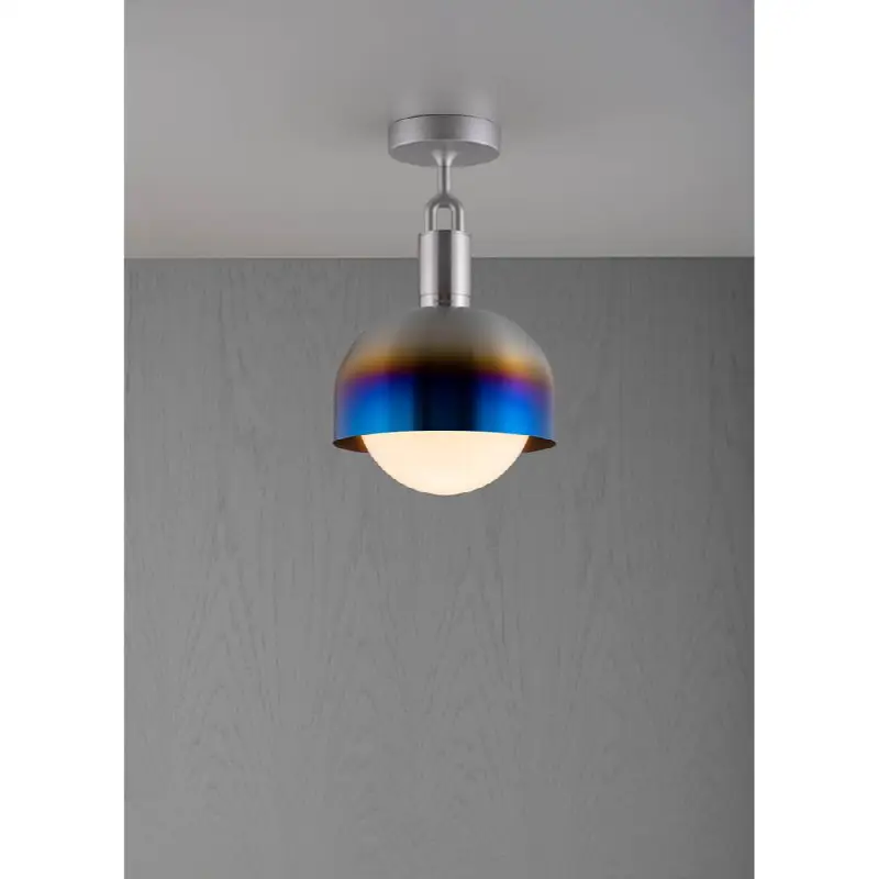 Forked Ceiling / Shade / Globe / Opal / Medium / Burnt Steel