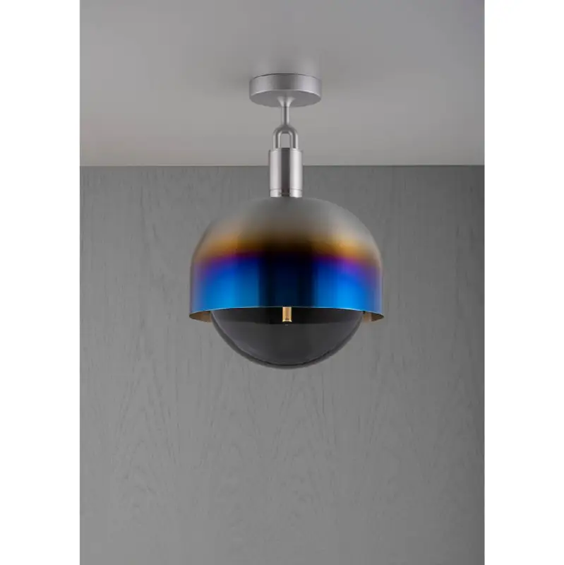 Forked Ceiling / Shade / Globe / Smoked / Large / Burnt Steel