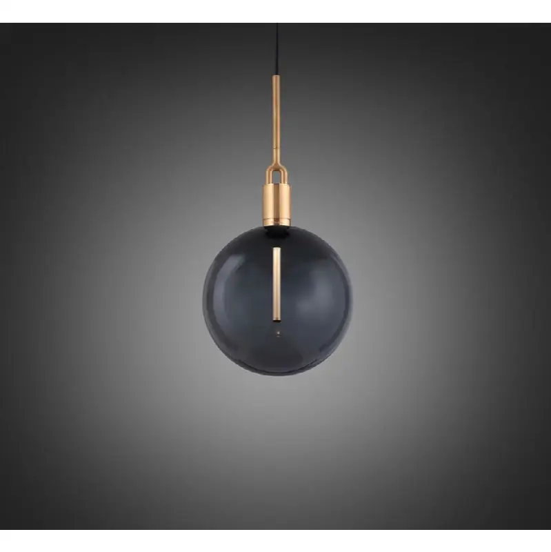 Forked Pendant / Globe / Smoked / Large / Brass