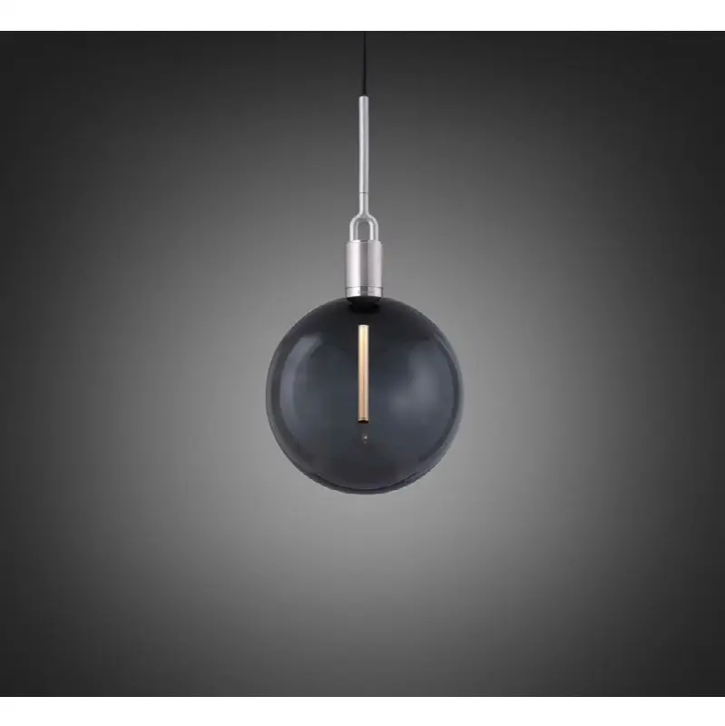 Forked Pendant / Globe / Smoked / Large / Steel