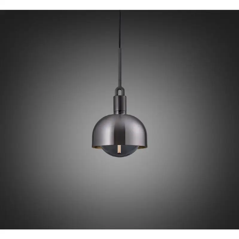 Forked Pendant / Shade / Globe / Smoked / Medium / Gun Metal