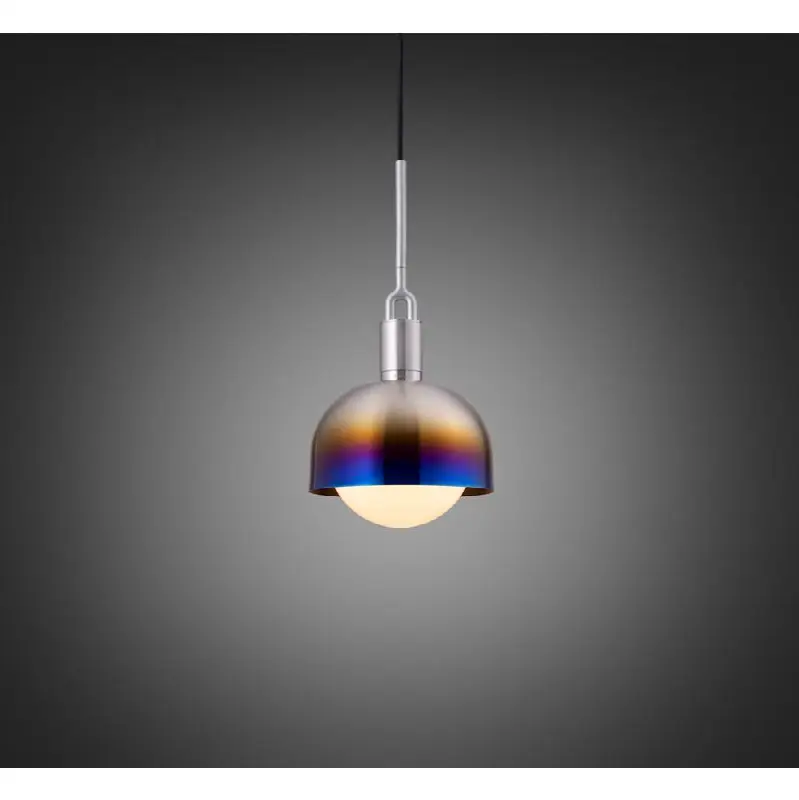 Forked Pendant / Shade / Globe / Opal / Medium / Burnt Steel
