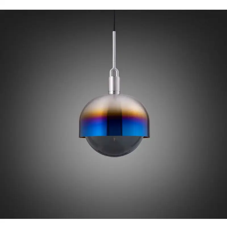 Forked Pendant / Shade / Globe / Smoked / Large / Burnt Steel