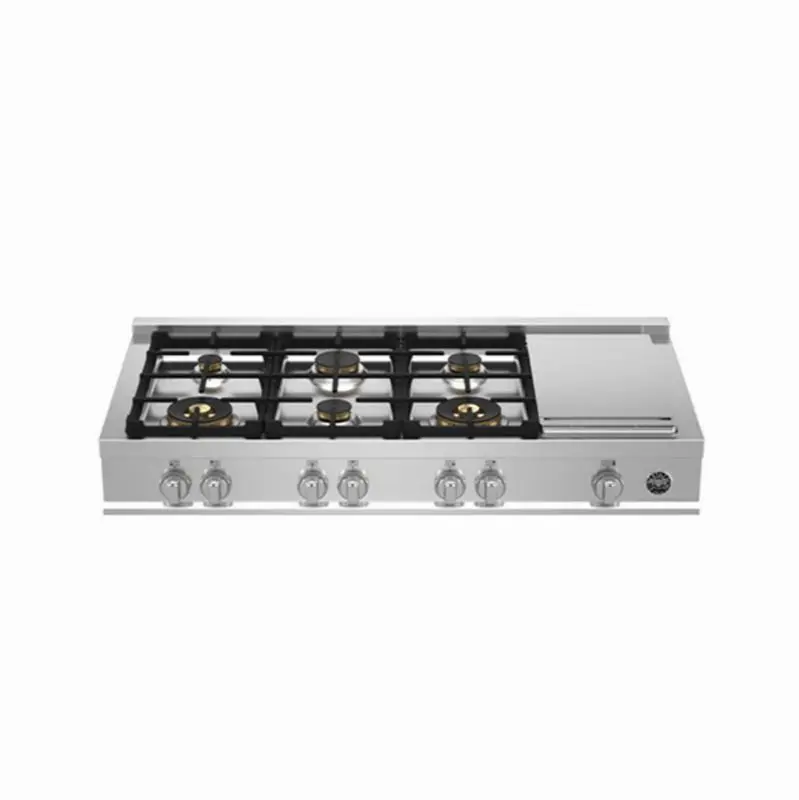 Master Series Gas Rangetop, 6 Brass Burners Plus Griddle, 48"