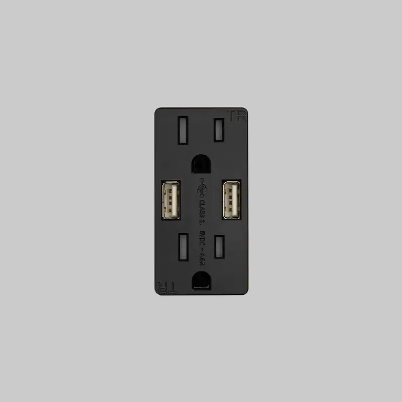 Outlet Module / Duplex and 2 USB-A / Black