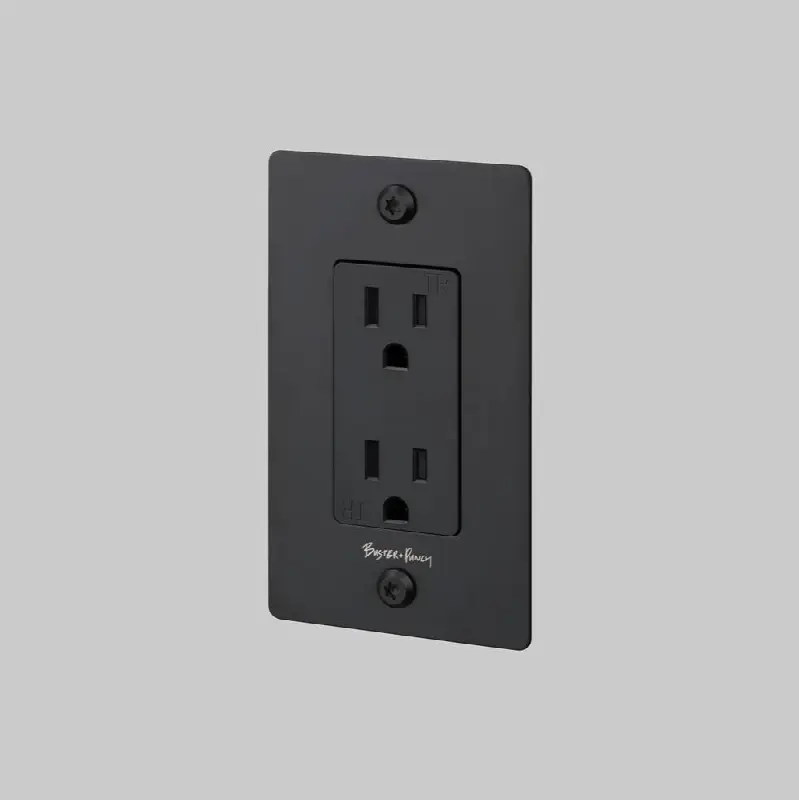 1G Duplex Outlet / Linear / With Logo / Black