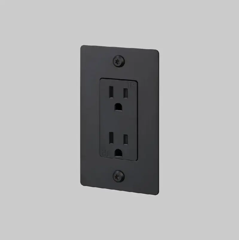 1G Duplex Outlet / Linear / Without Logo / Black
