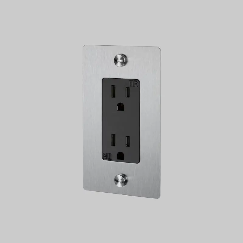1G Duplex Outlet / Without Logo / Steel