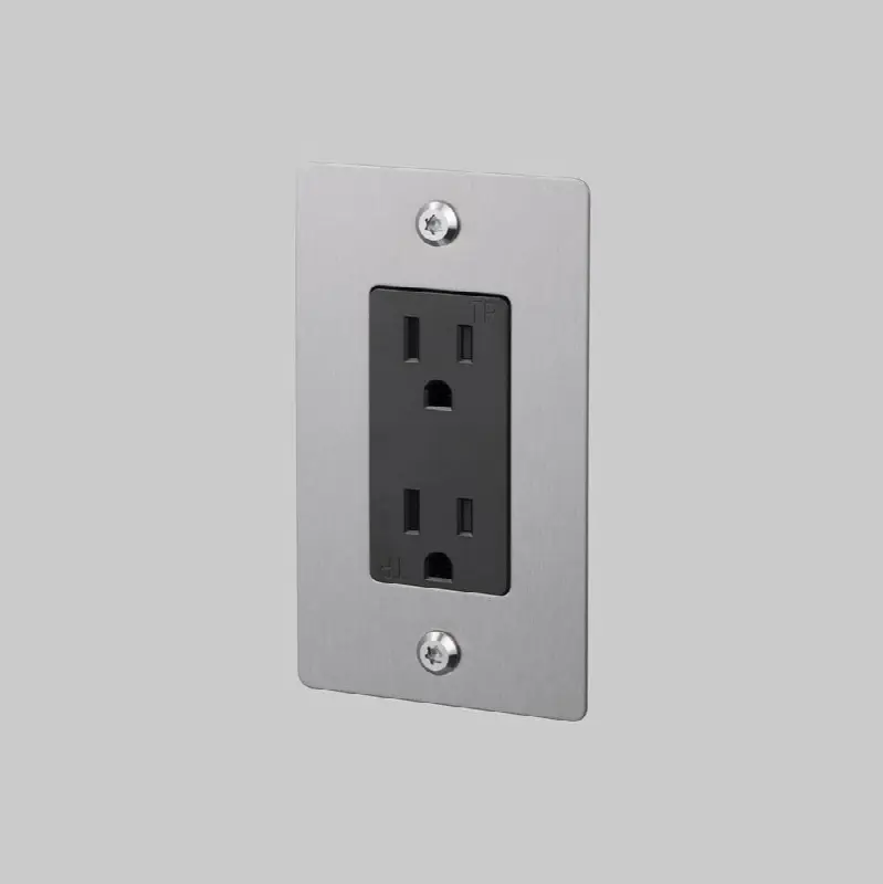 1G Duplex Outlet / Linear / Without Logo / Steel