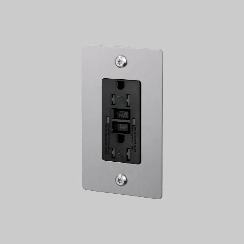 1G Duplex Outlet / Gfci / Linear / With Logo / Steel