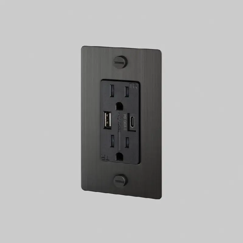 1G Combination Duplex Outlet And USB-A plus C Charger / Without Logo / Smoked Bronze