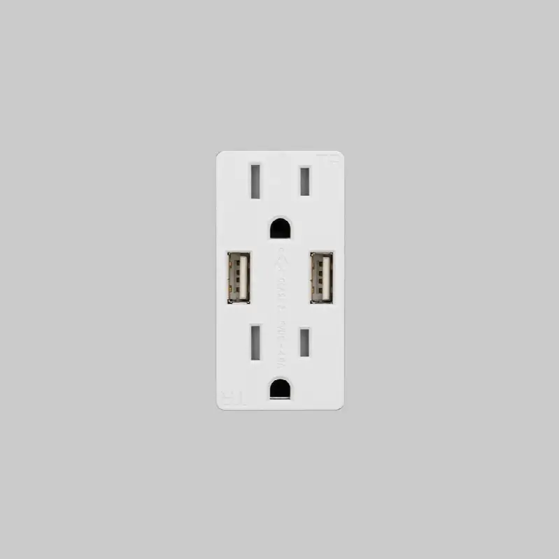 Outlet Module / Duplex and 2 USB-A / White