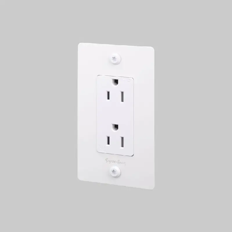 1G Duplex Outlet / Linear / With Logo / White