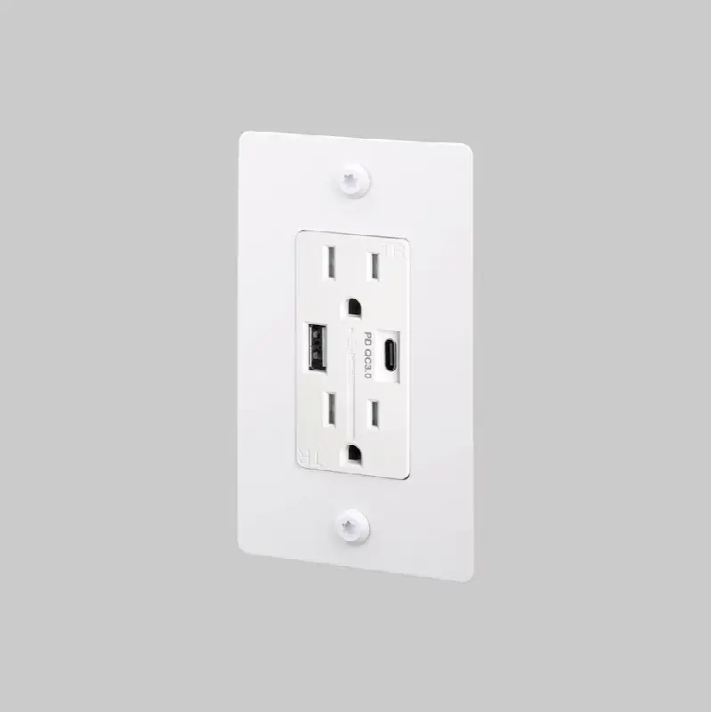 1G Duplex Outlet / USB A plus C / Linear / Without Logo / White