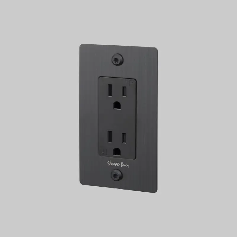 1G Duplex Outlet / Linear / With Logo / Smoked Bronze