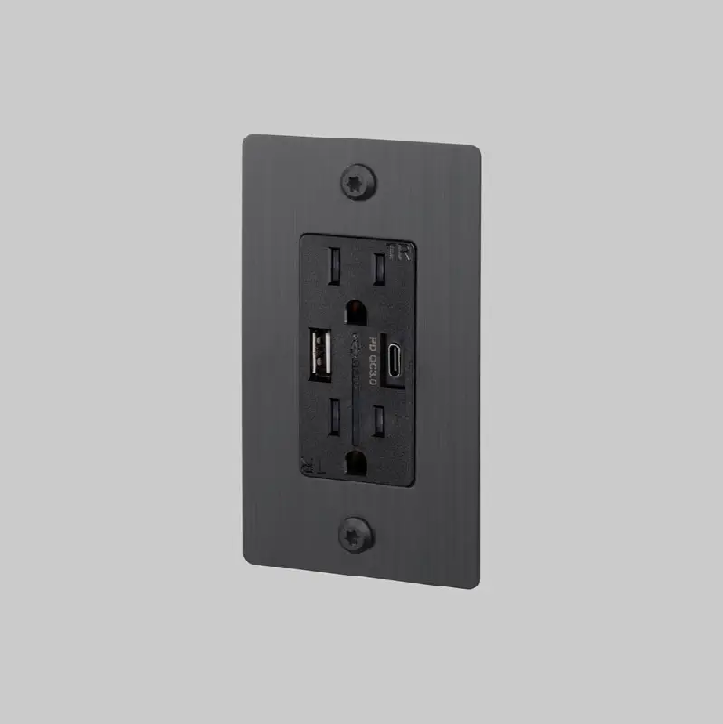 1G Duplex Outlet / USB A plus C / Linear / Without Logo / Smoked Bronze