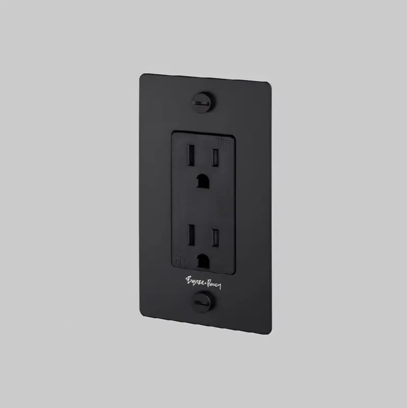 1G Duplex Outlet / With Logo / Black