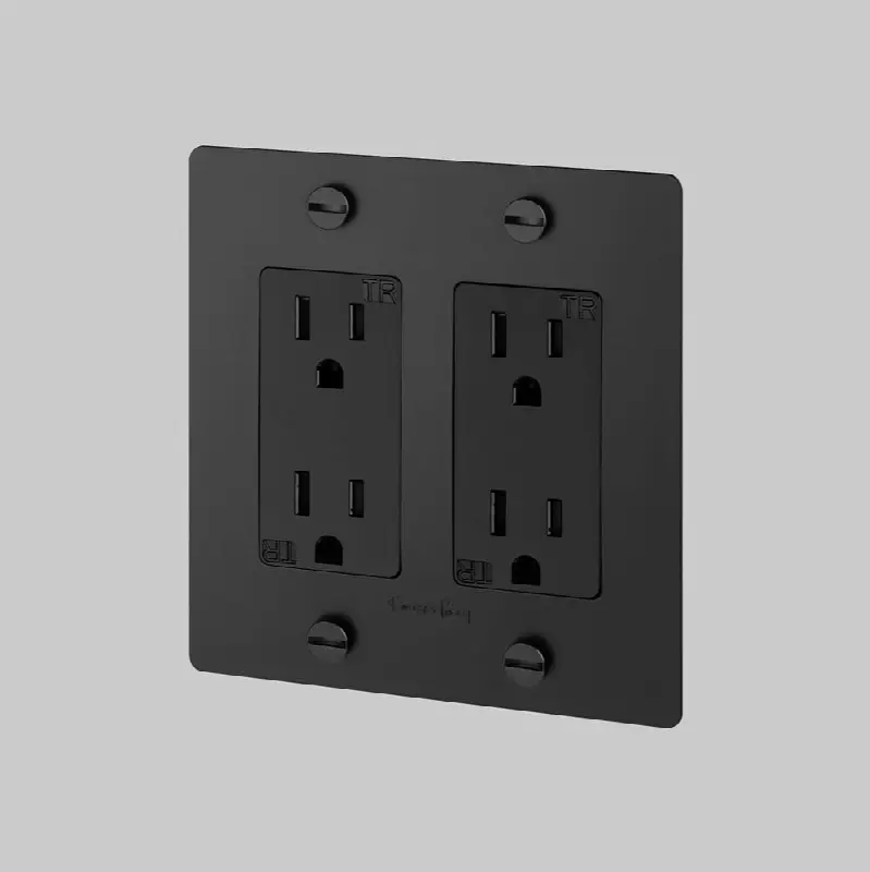 2G Duplex Outlet / Cross / With Logo / Black