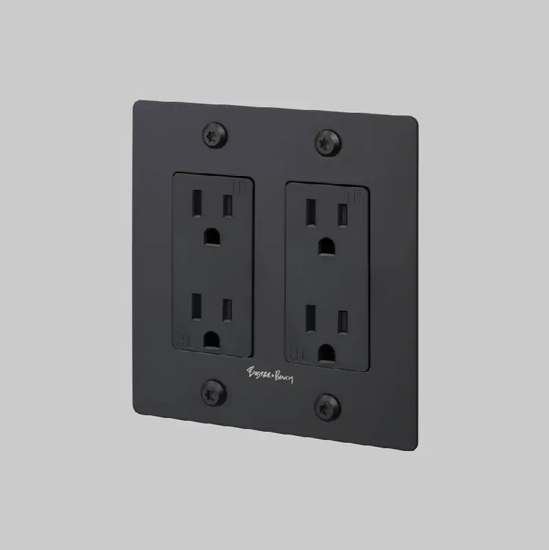 2G Duplex Outlet / Linear / With Logo / Black