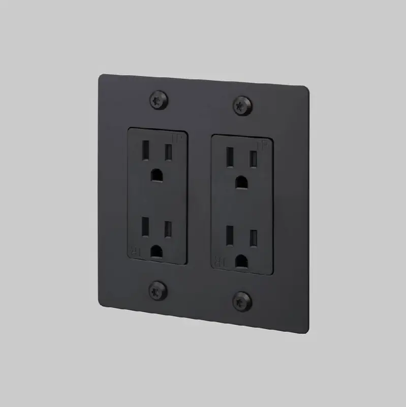 2G Duplex Outlet / Linear / Without Logo / Black