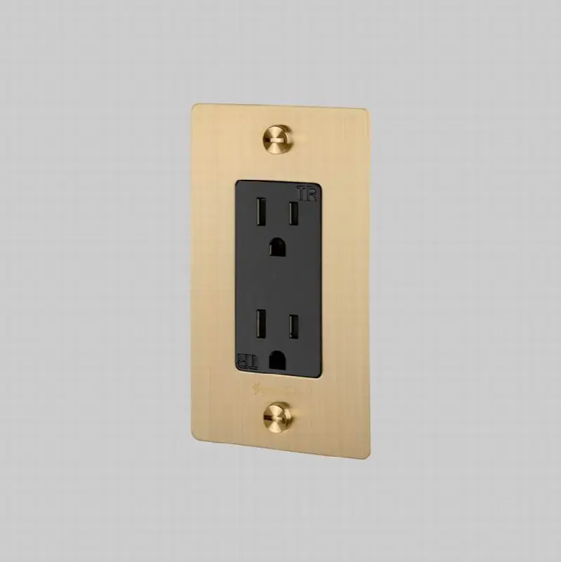 1G Duplex Outlet / With Logo / Brass