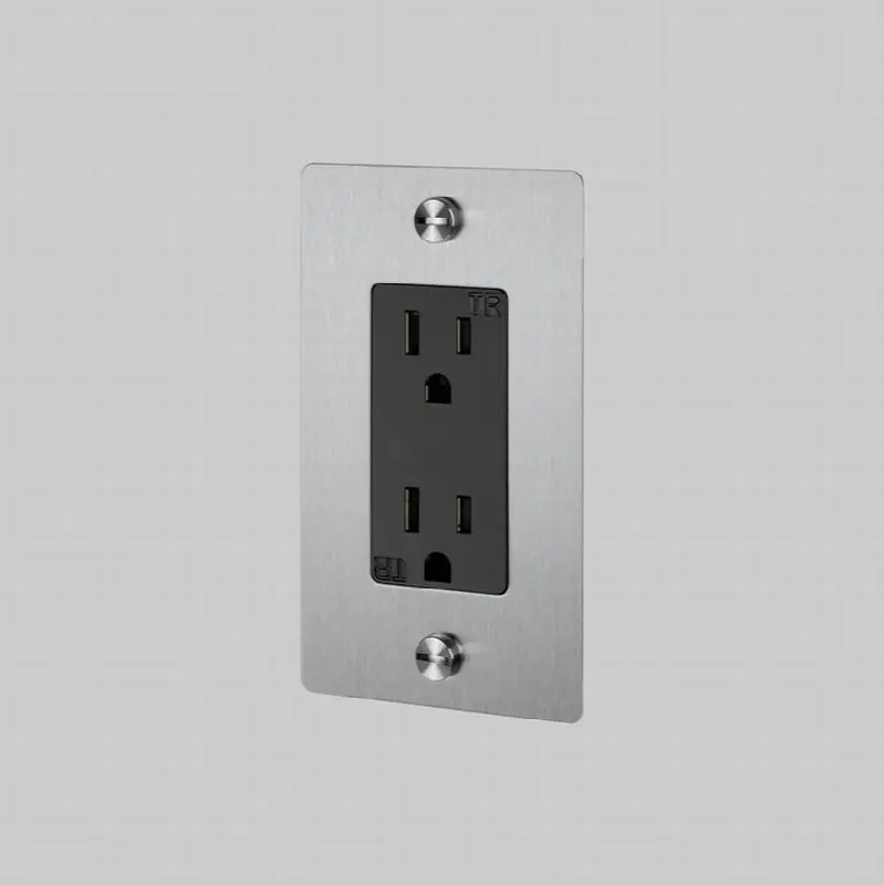 1G Duplex Outlet / With Logo / Steel