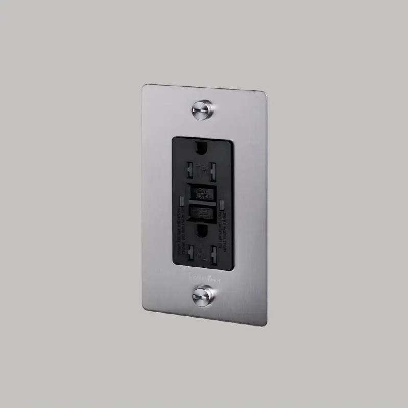1G Duplex Gfci Outlet / With Logo / Steel